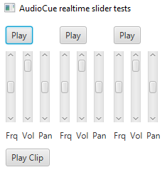 Image of AudioCue sliders test, a sample program