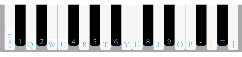 Reference Note Keyboard with corresponding computer keys shown